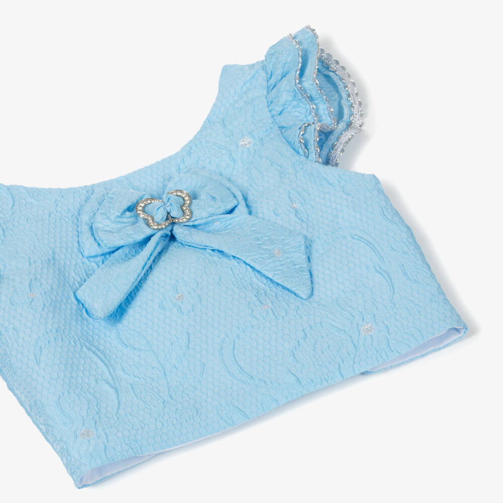 Beau KiD-Girls Elegant Blue Jacquard Ensemble | Childrensalon Outlet