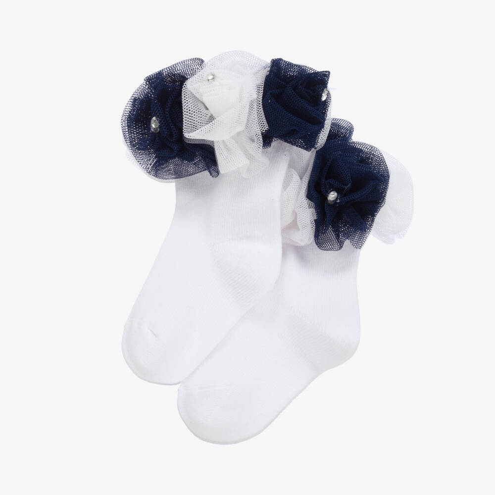 Beau KiD-جوارب قطن وتول لون أبيض و كحلي | Childrensalon Outlet