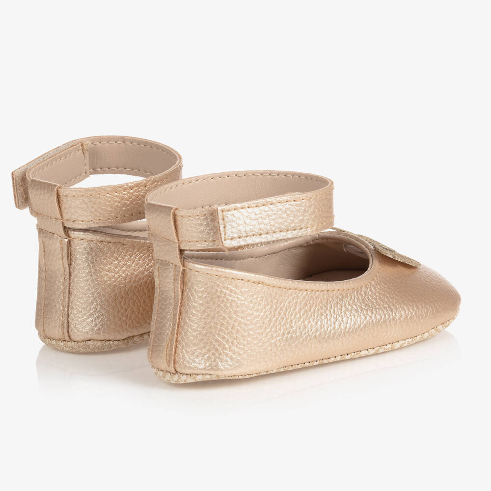 بو كيد-حذاء جلد صناعي لمرحلة قبل المشي لون ذهبي للمولودات | Childrensalon Outlet