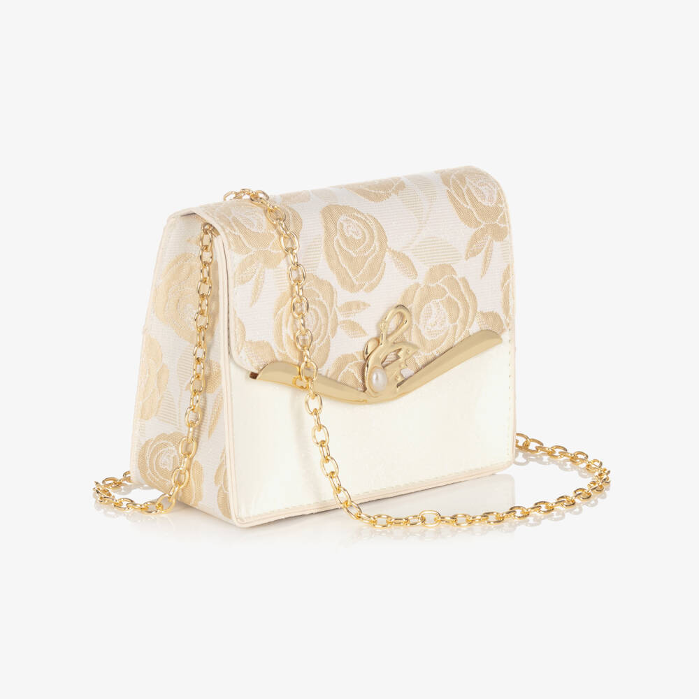 Beau KiD-Girls Gold Floral Jacquard Dress & Bag Set | Childrensalon Outlet
