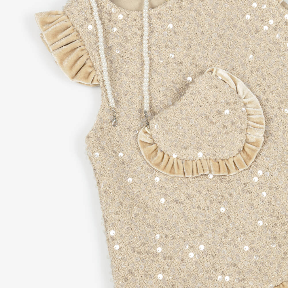 Beau KiD-Girls Gold Sequin Dress & Bag Set | Childrensalon Outlet
