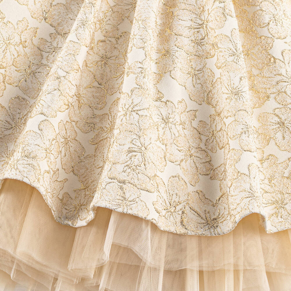 Beau KiD-طقم جاكار ذهبي للبنات مع حقيبة | Childrensalon Outlet