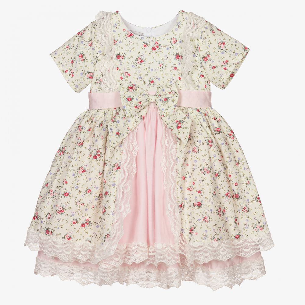 Beau KiD - Зелено-розовое платье в цветочек для девочек | Childrensalon