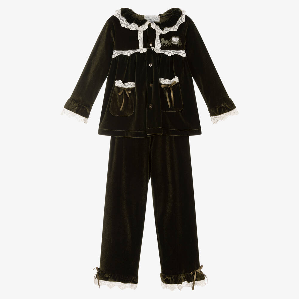 Beau KiD - Girls Green Velvet Pyjamas | Childrensalon