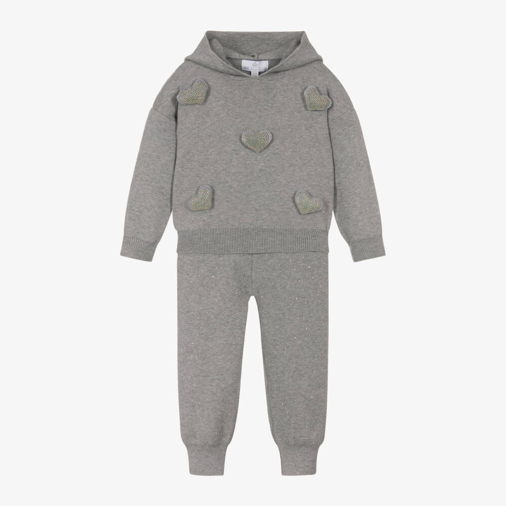 Beau KiD-Girls Grey Hooded Knit Set | Childrensalon Outlet