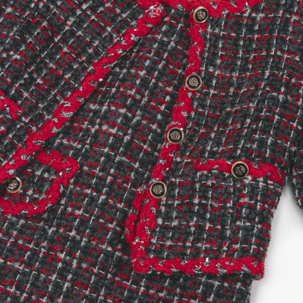 Beau KiD-Girls Grey & Red Tweed Jacket & Dress Set | Childrensalon Outlet
