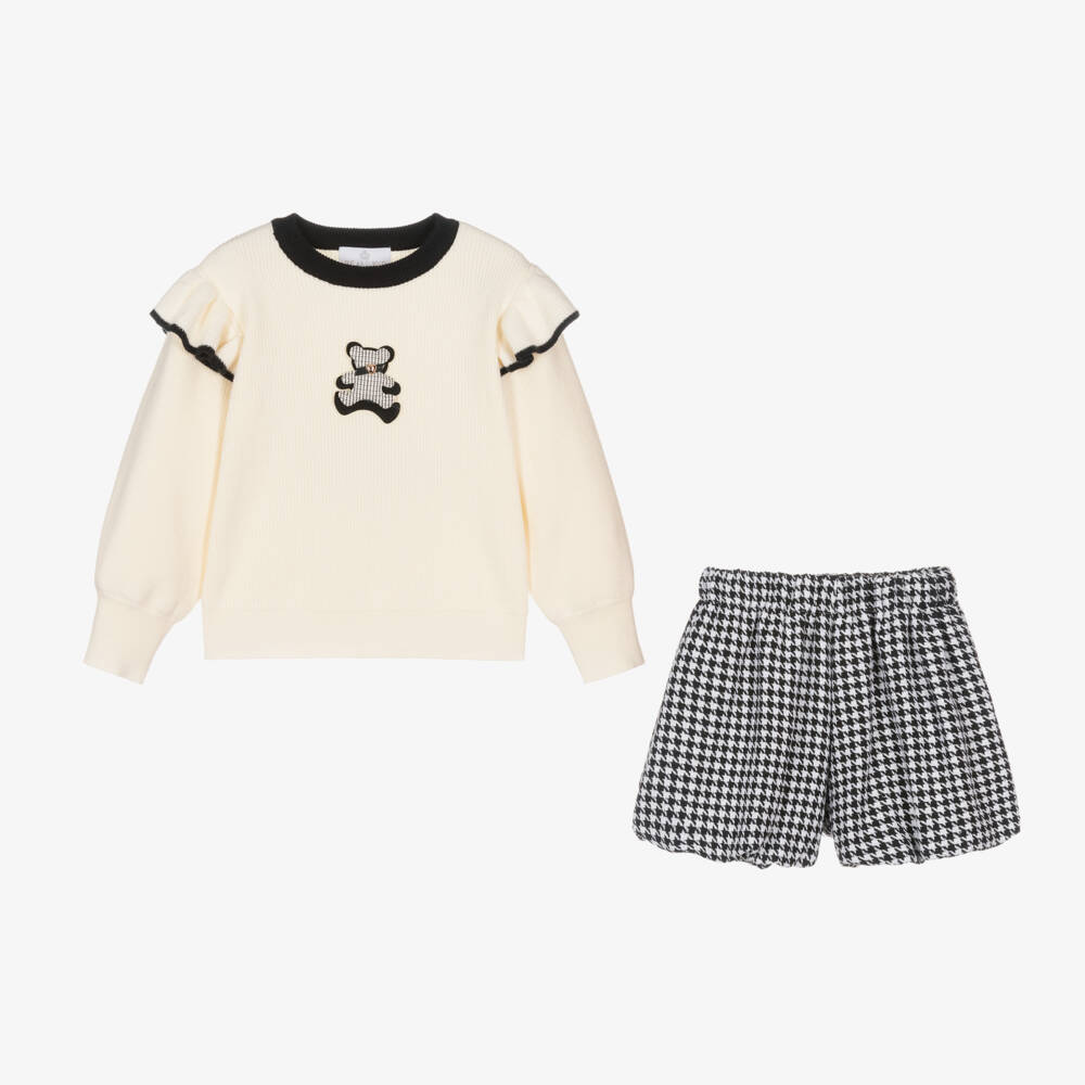 Beau KiD-Girls Ivory & Black Knit Ensemble | Childrensalon Outlet