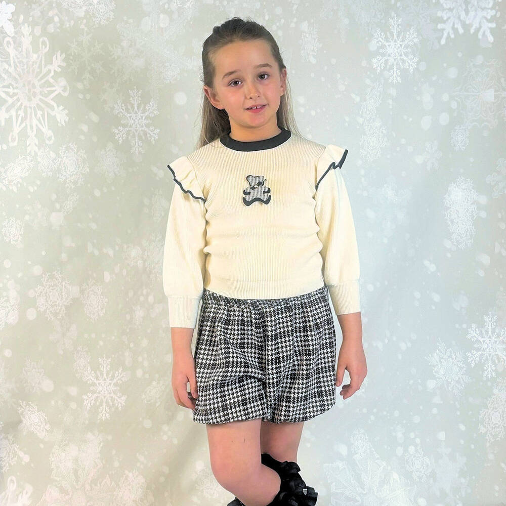 Beau KiD-Girls Ivory & Black Knit Ensemble | Childrensalon Outlet