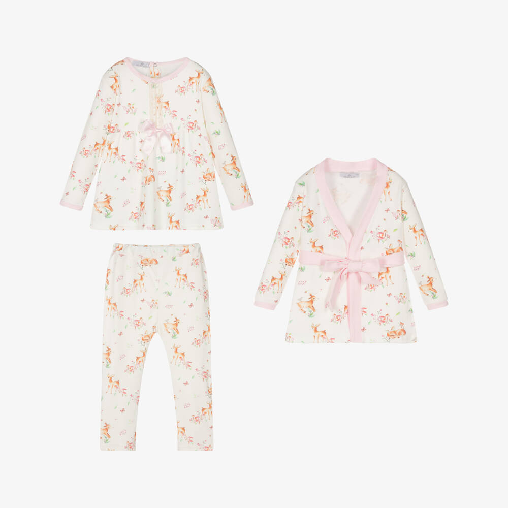 Beau KiD-Girls Ivory Cotton Pyjama Set | Childrensalon Outlet