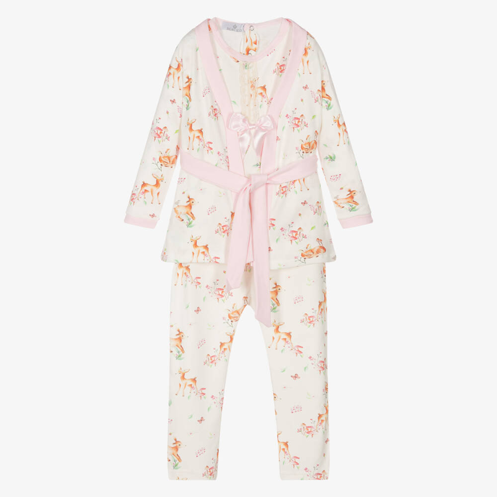 Beau KiD-Girls Ivory Cotton Pyjama Set | Childrensalon Outlet