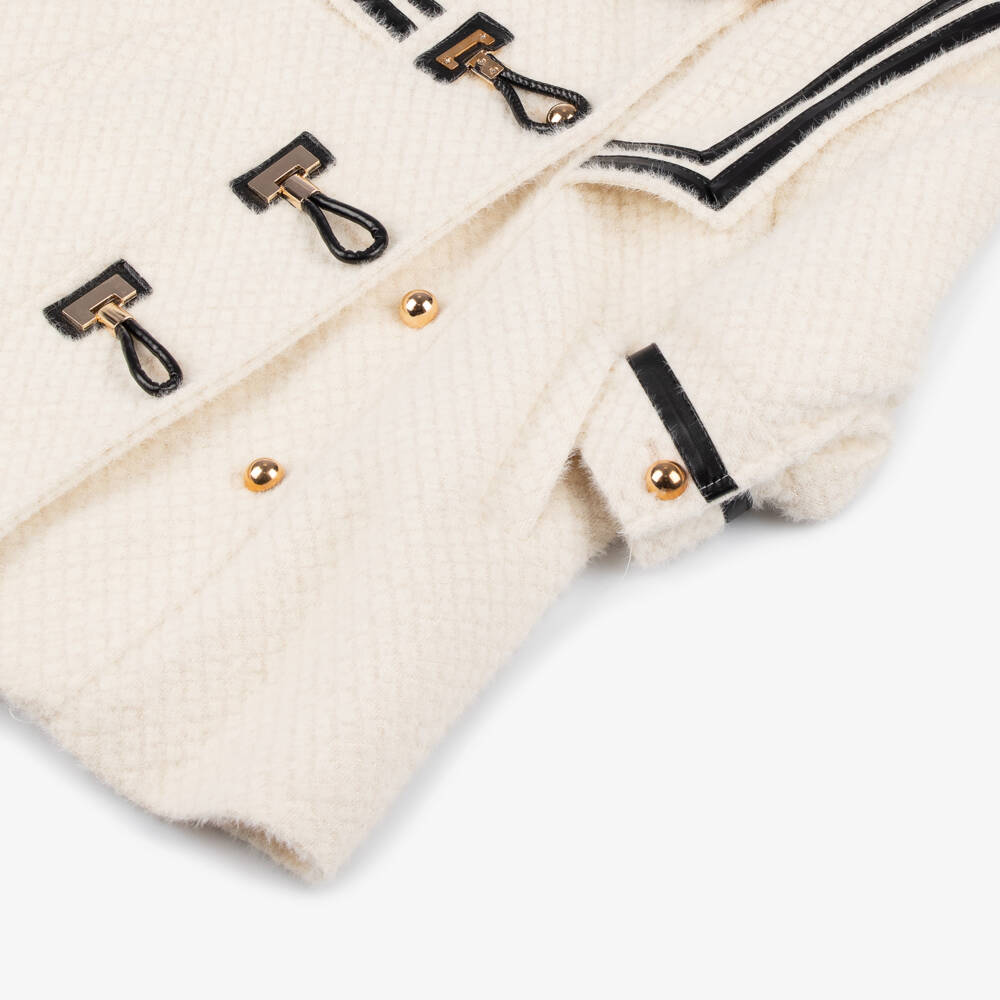 Beau KiD-Girls Ivory Diamond Duffle Coat | Childrensalon Outlet