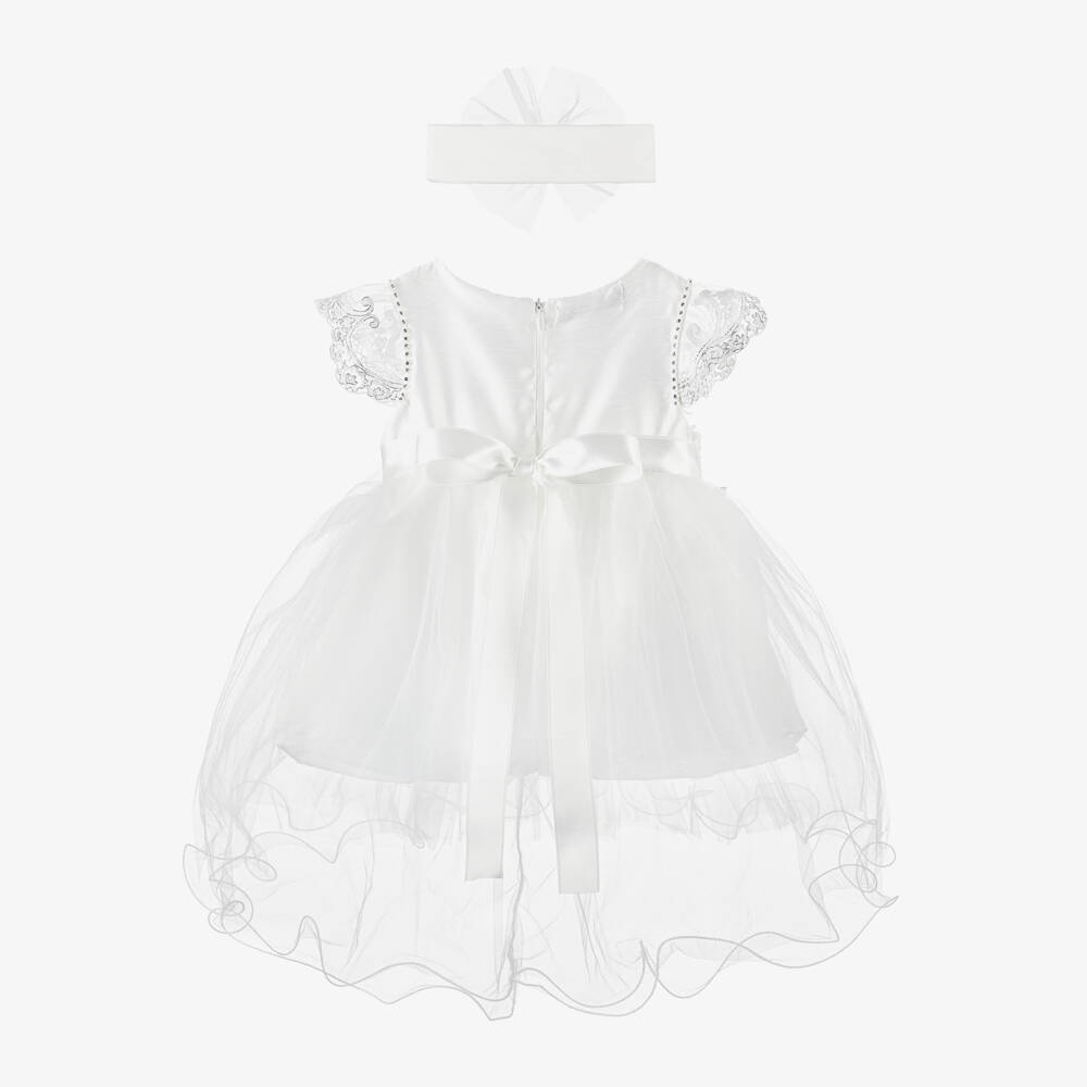 بو كيد-فستان تول وساتان لون عاجي للمولودات - قطعتين | Childrensalon Outlet