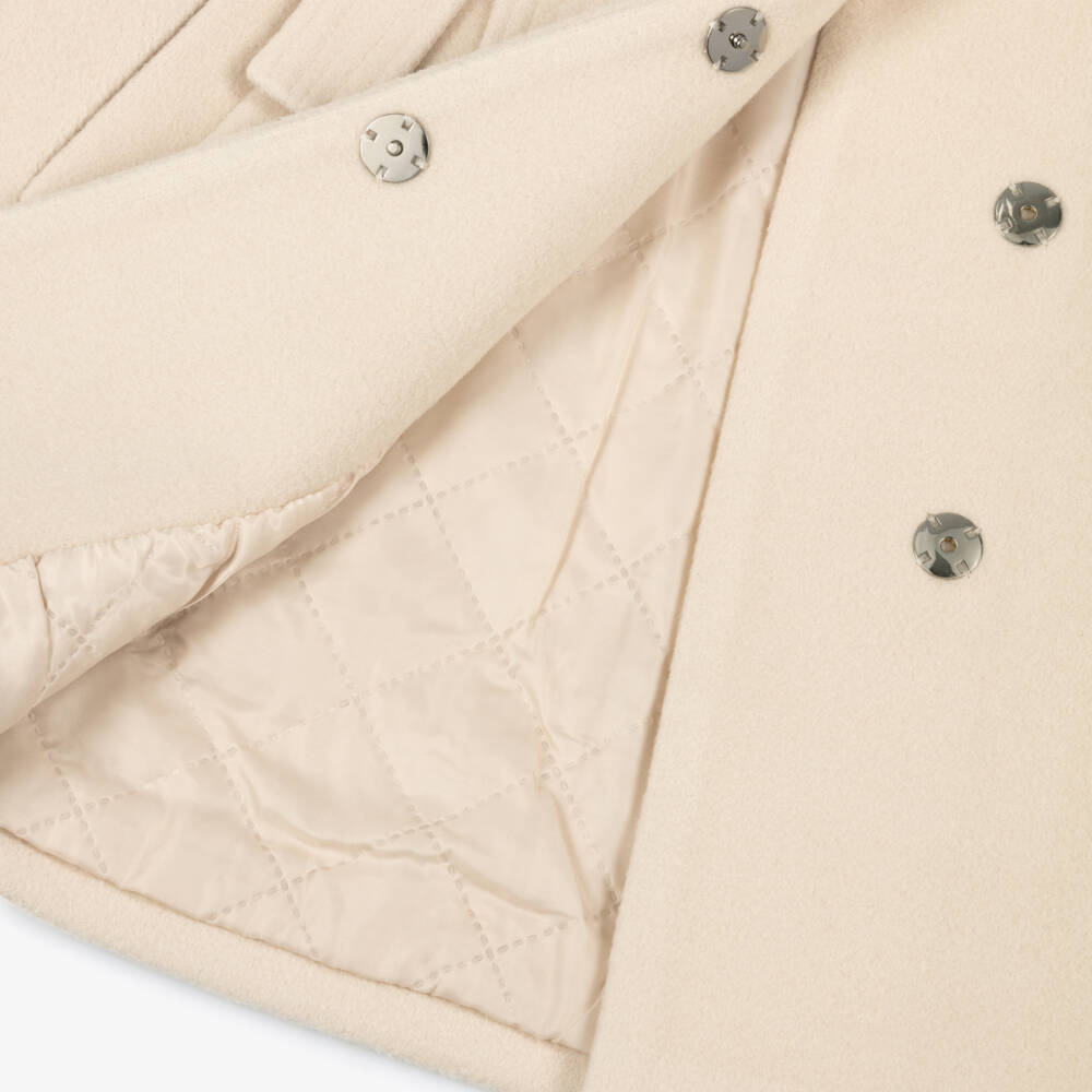 Beau KiD-Girls Ivory Felted Coat with Sequin Heart Detail | Childrensalon Outlet