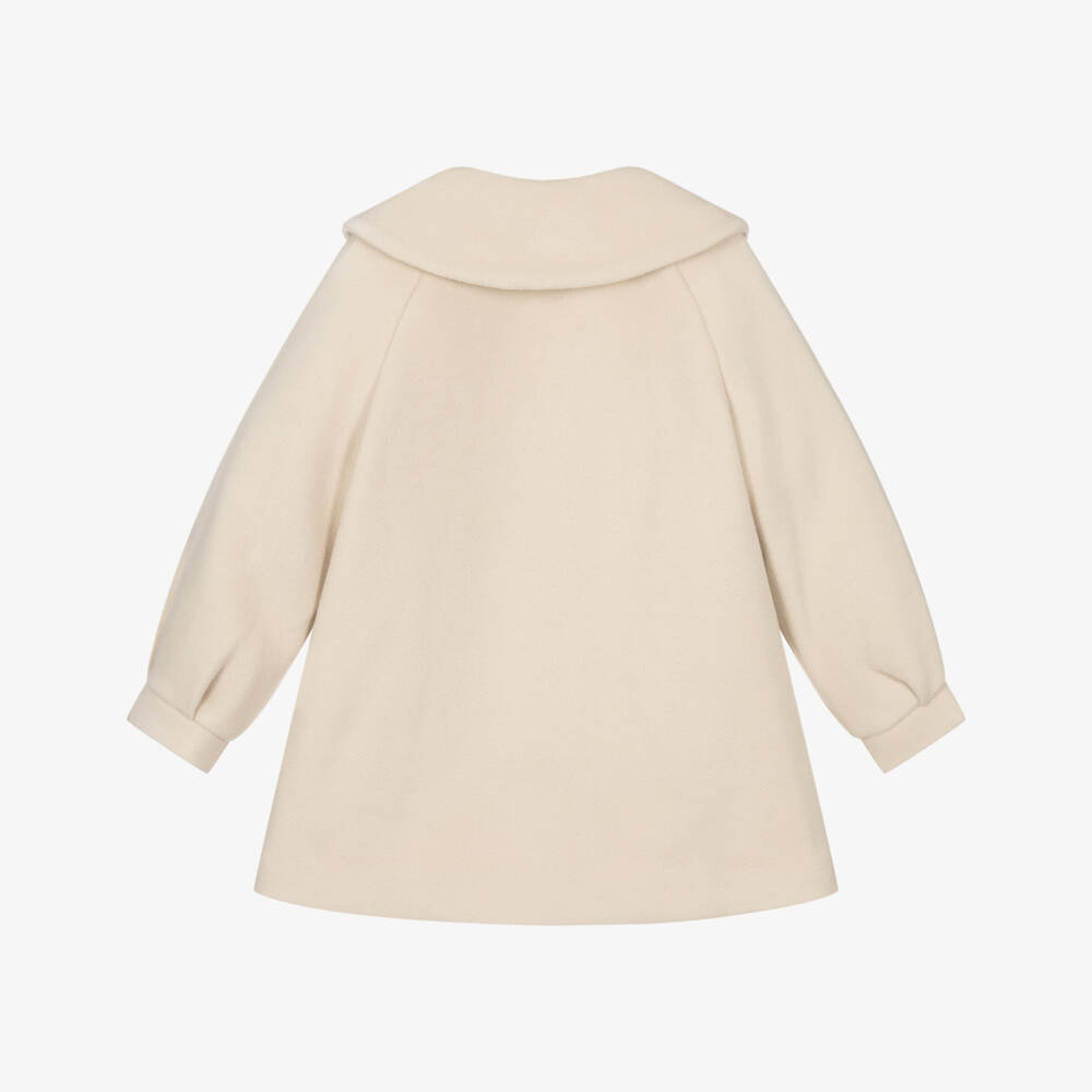 Beau KiD-Girls Ivory Felted Coat with Sequin Heart Detail | Childrensalon Outlet