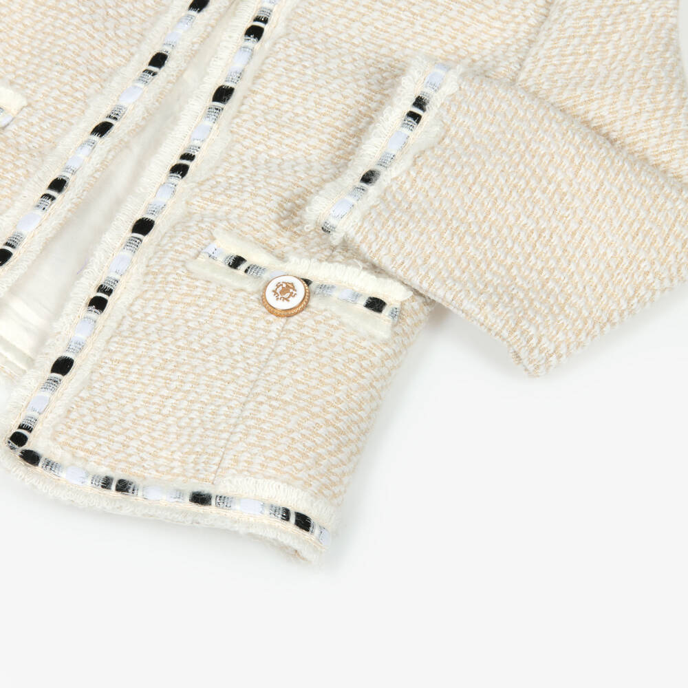 Beau KiD-Girls Ivory & Gold Tweed Skirt Set | Childrensalon Outlet