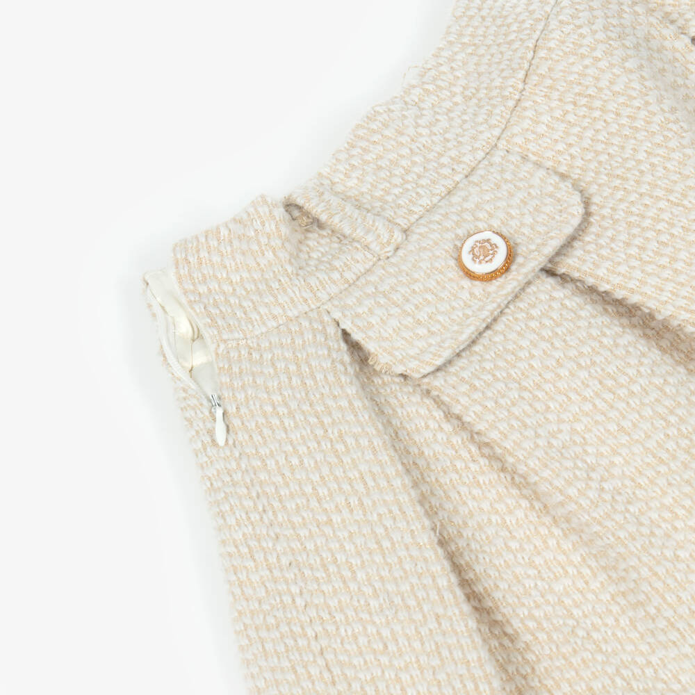 Beau KiD-Girls Ivory & Gold Tweed Skirt Set | Childrensalon Outlet