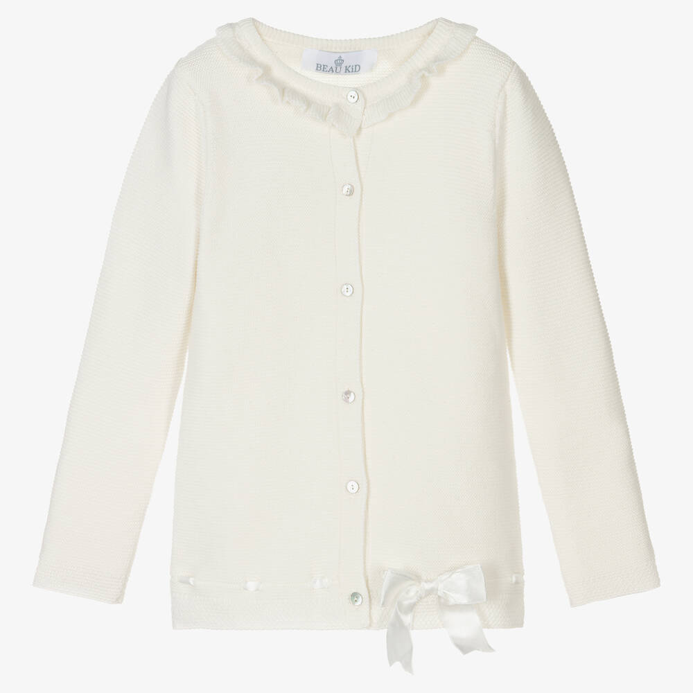 Beau KiD - Girls Ivory Knitted Cardigan | Childrensalon