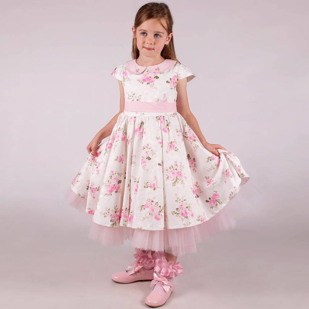 Beau KiD-Girls Ivory & Pink Floral Dress | Childrensalon Outlet
