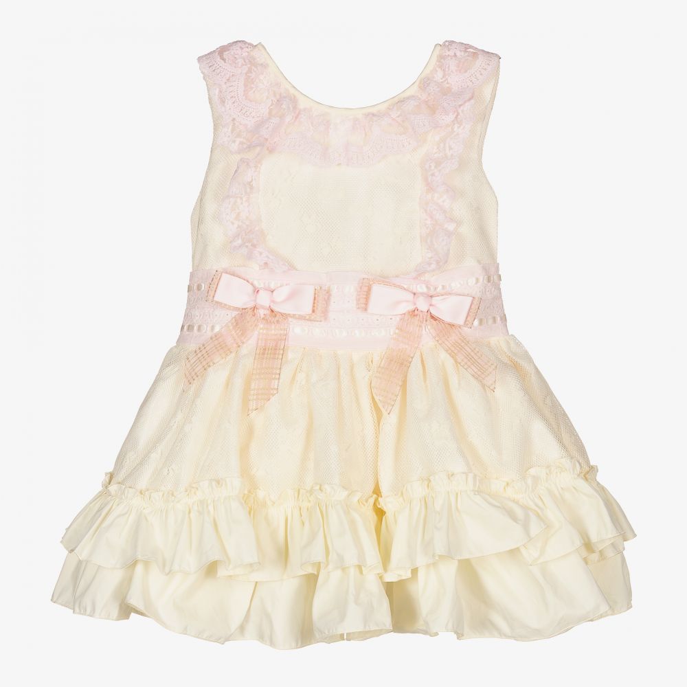 Beau KiD - Robe ivoire/rose dentelle Fille  | Childrensalon