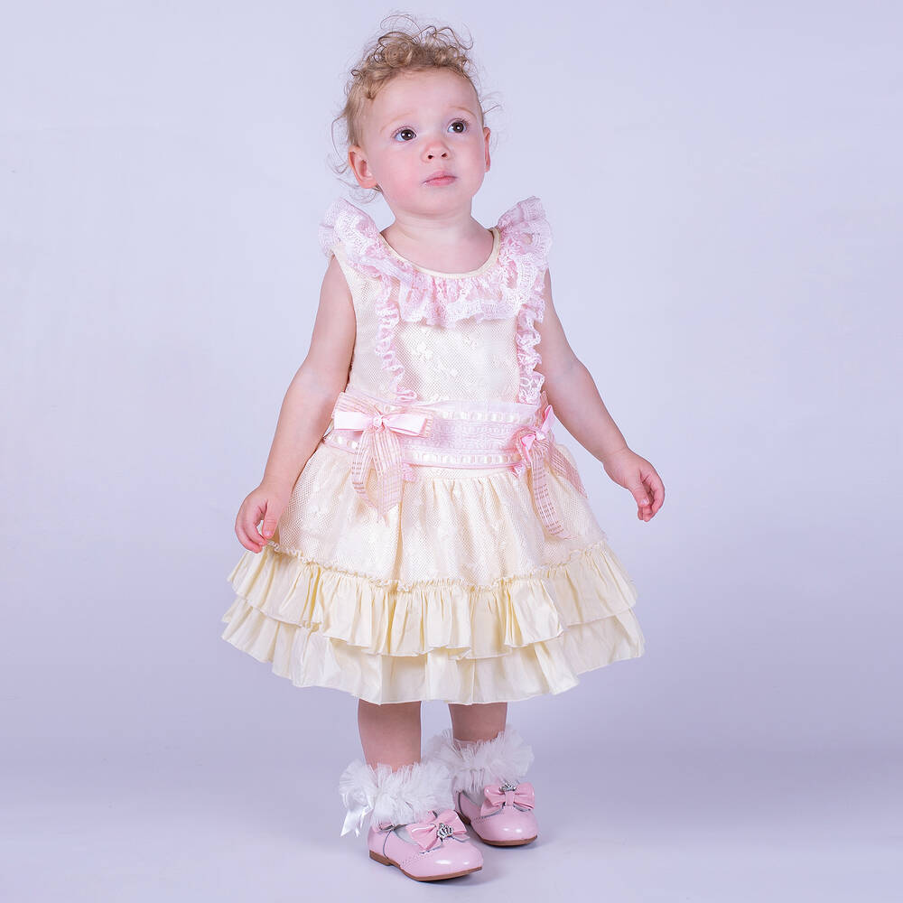 Beau KiD-Кремово-розовое платье с кружевом для девочек | Childrensalon Outlet