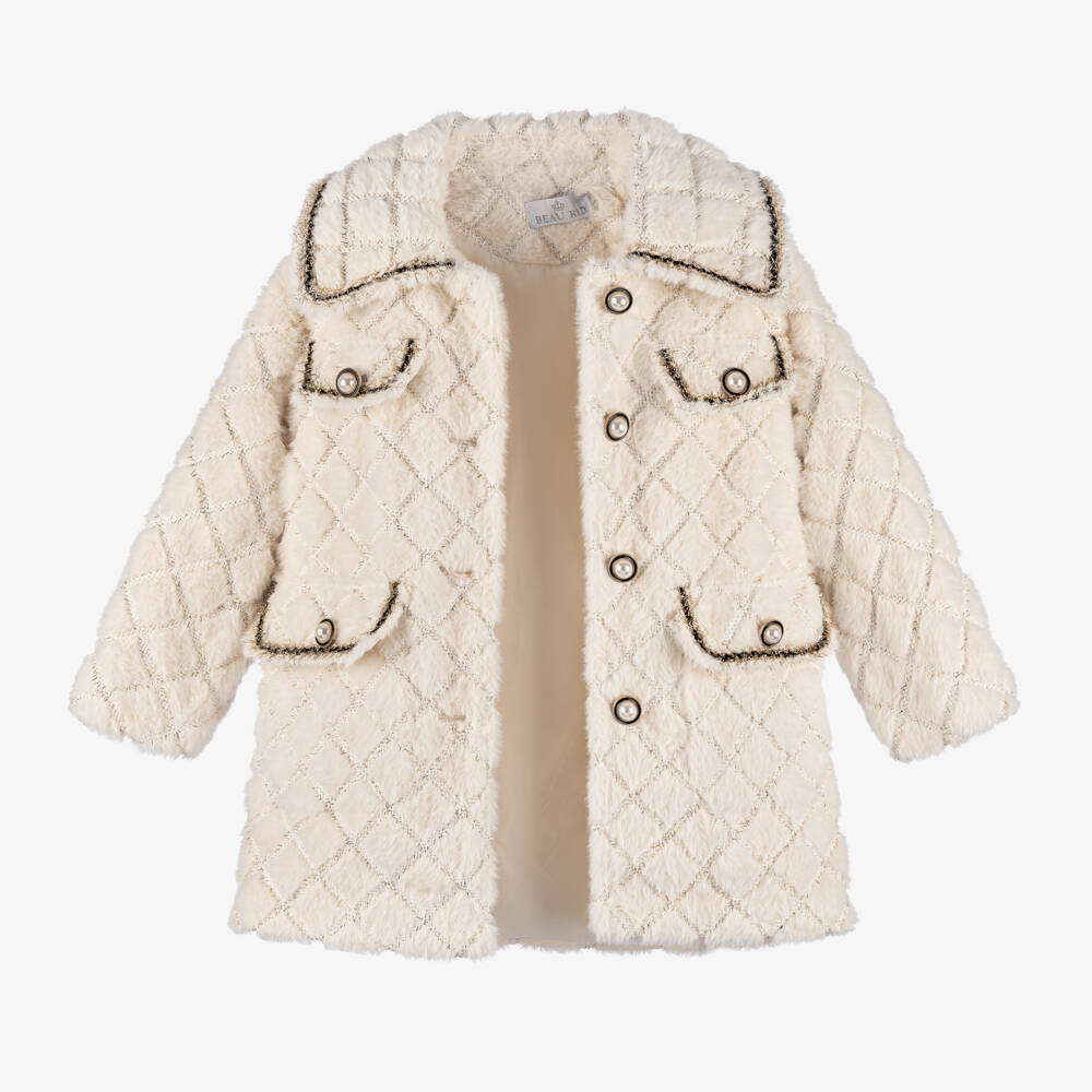Beau KiD-Girls Ivory Plush Fur Jacket | Childrensalon Outlet