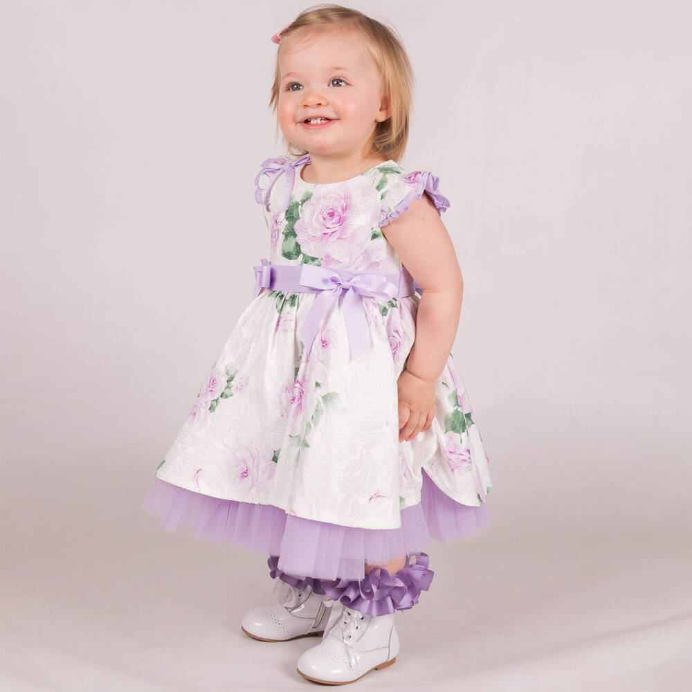 Beau KiD-Girls Ivory & Purple Floral Dress | Childrensalon Outlet