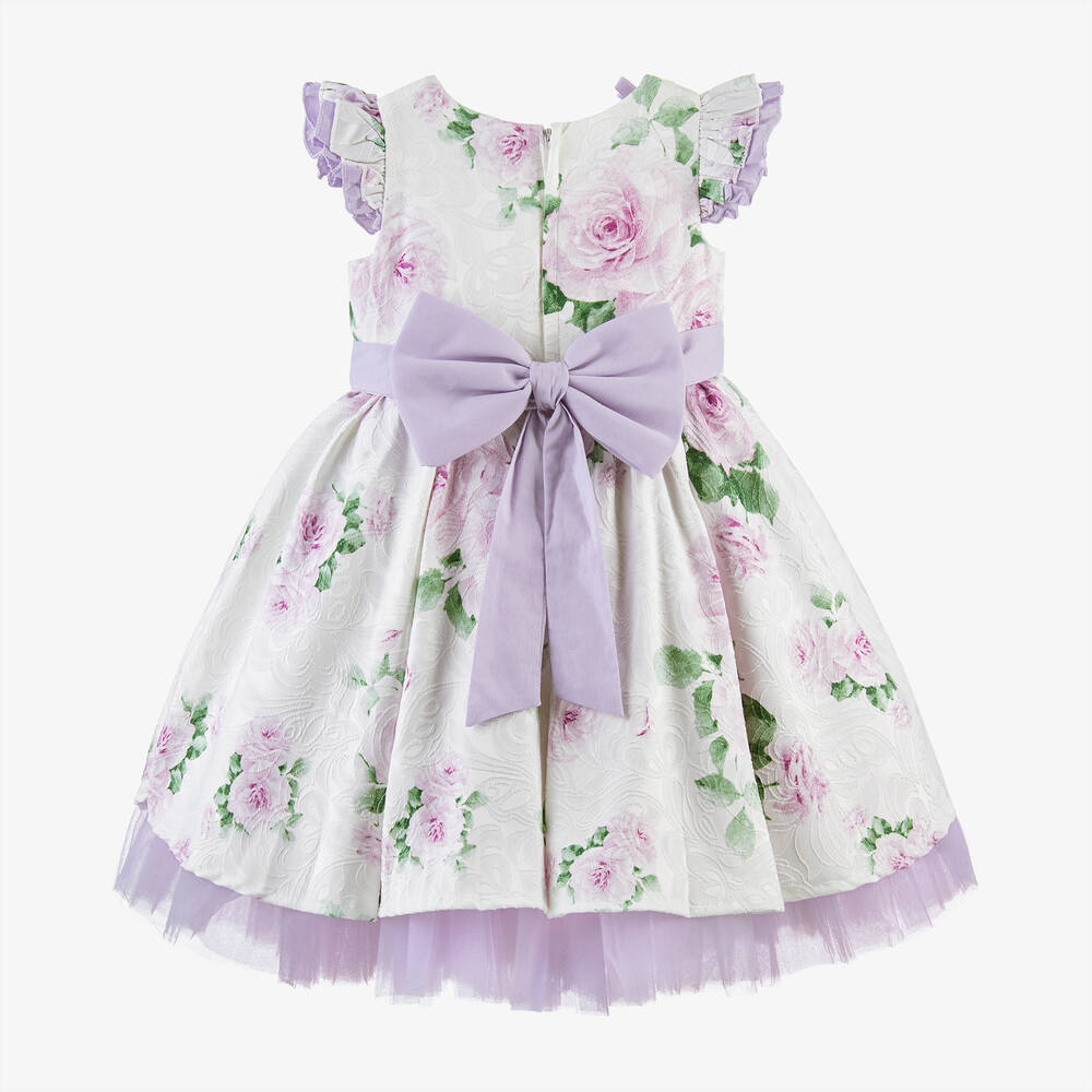 Beau KiD-Girls Ivory & Purple Floral Dress | Childrensalon Outlet