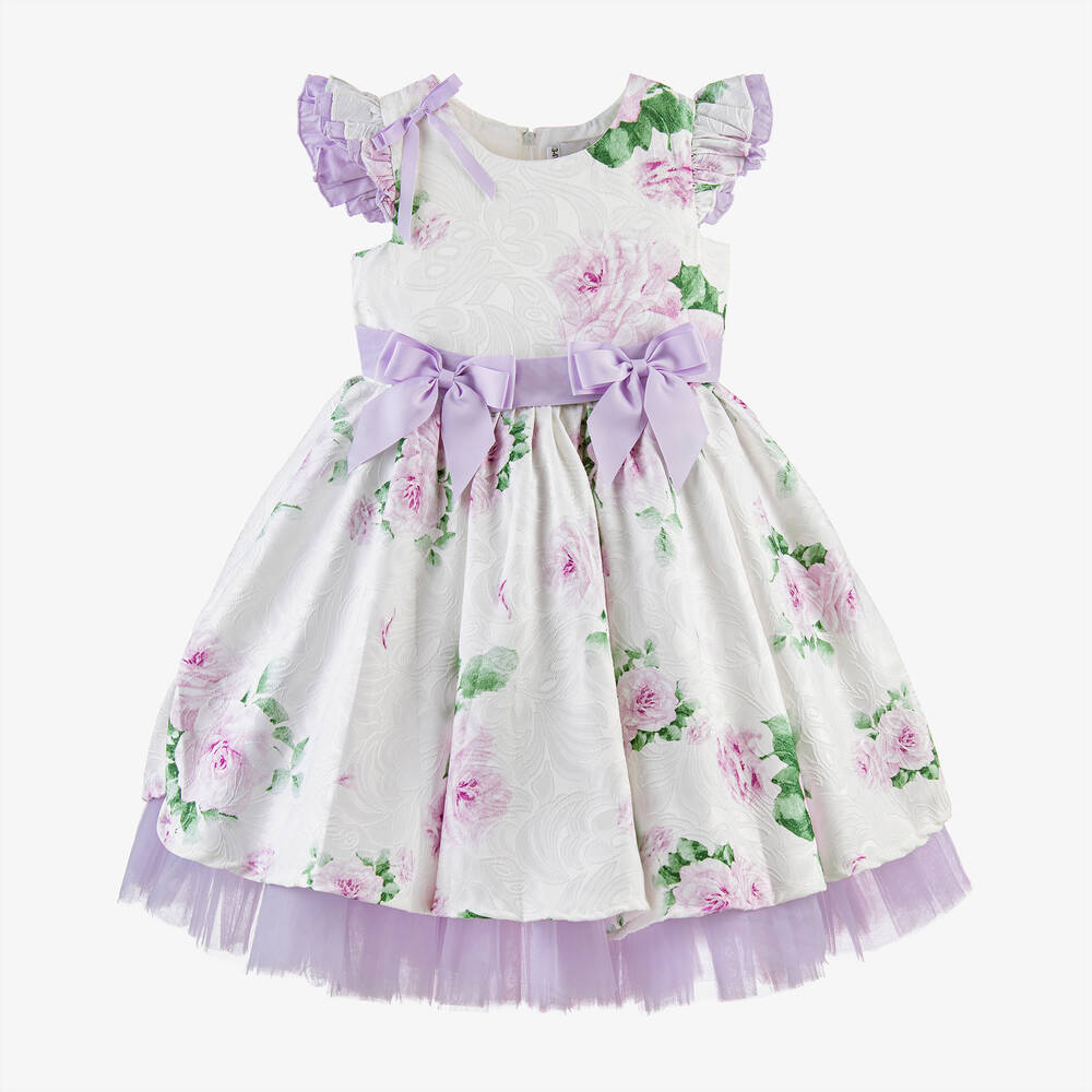 Beau KiD-Кремовое платье с фиолетовыми цветами | Childrensalon Outlet
