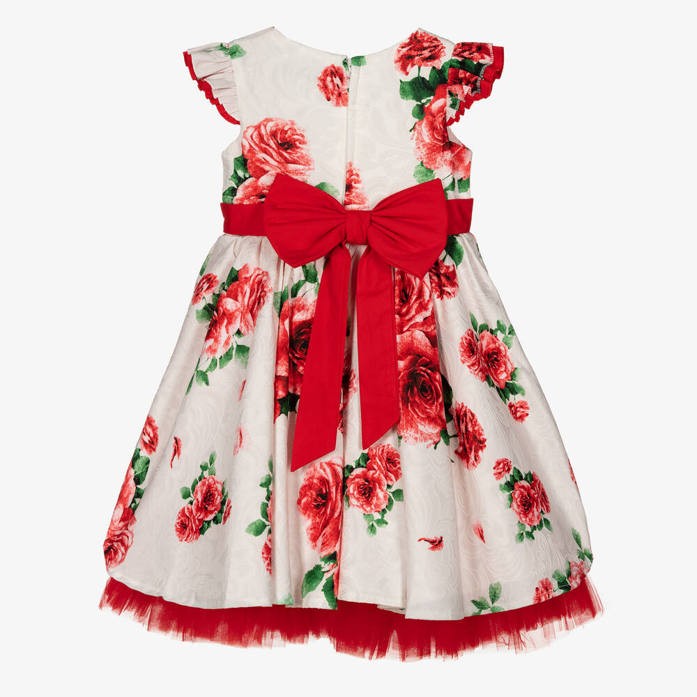 Beau KiD-Girls Ivory & Red Floral Dress  | Childrensalon Outlet