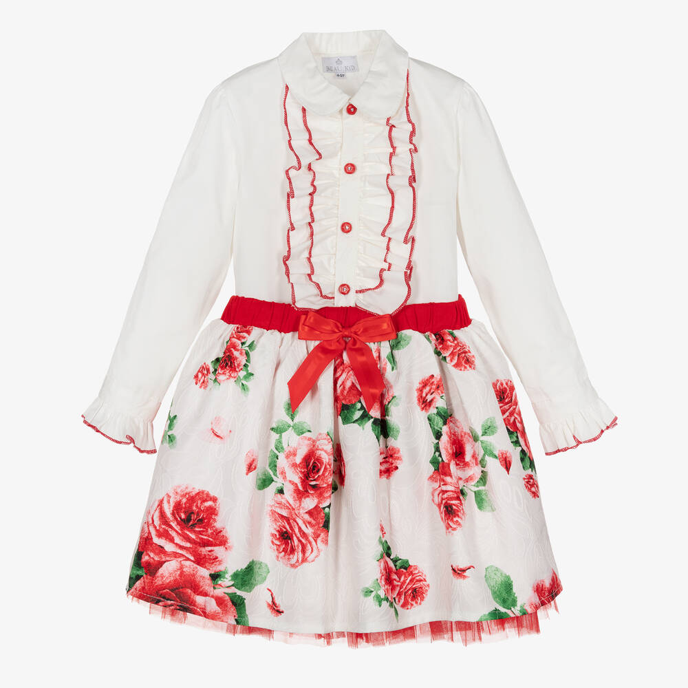 Beau KiD - Girls Ivory & Red Floral Skirt Set | Childrensalon