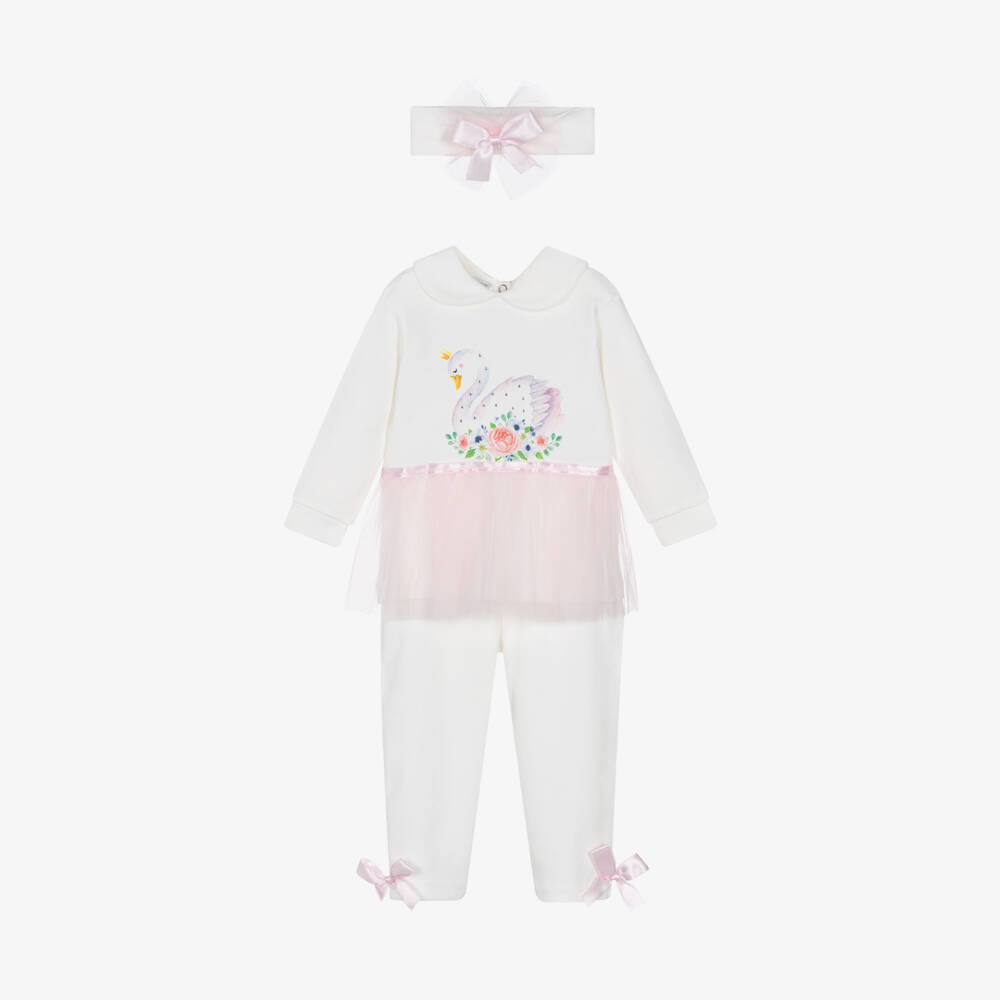 Beau KiD-Girls Ivory Swan Print Outfit | Childrensalon Outlet