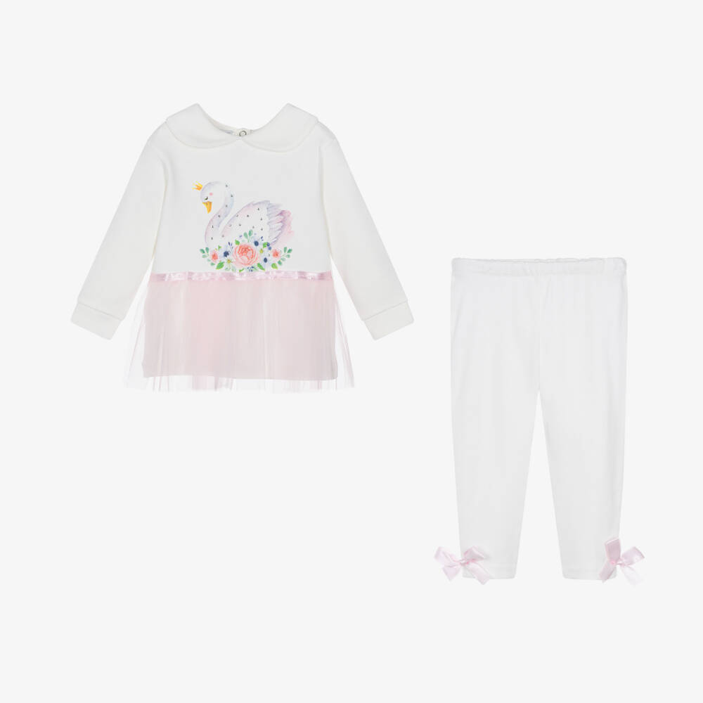 Beau KiD-Girls Ivory Swan Print Outfit | Childrensalon Outlet