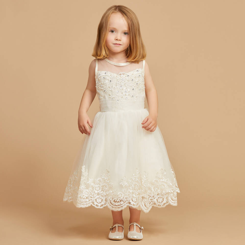 Girls ivory tulle dress best sale