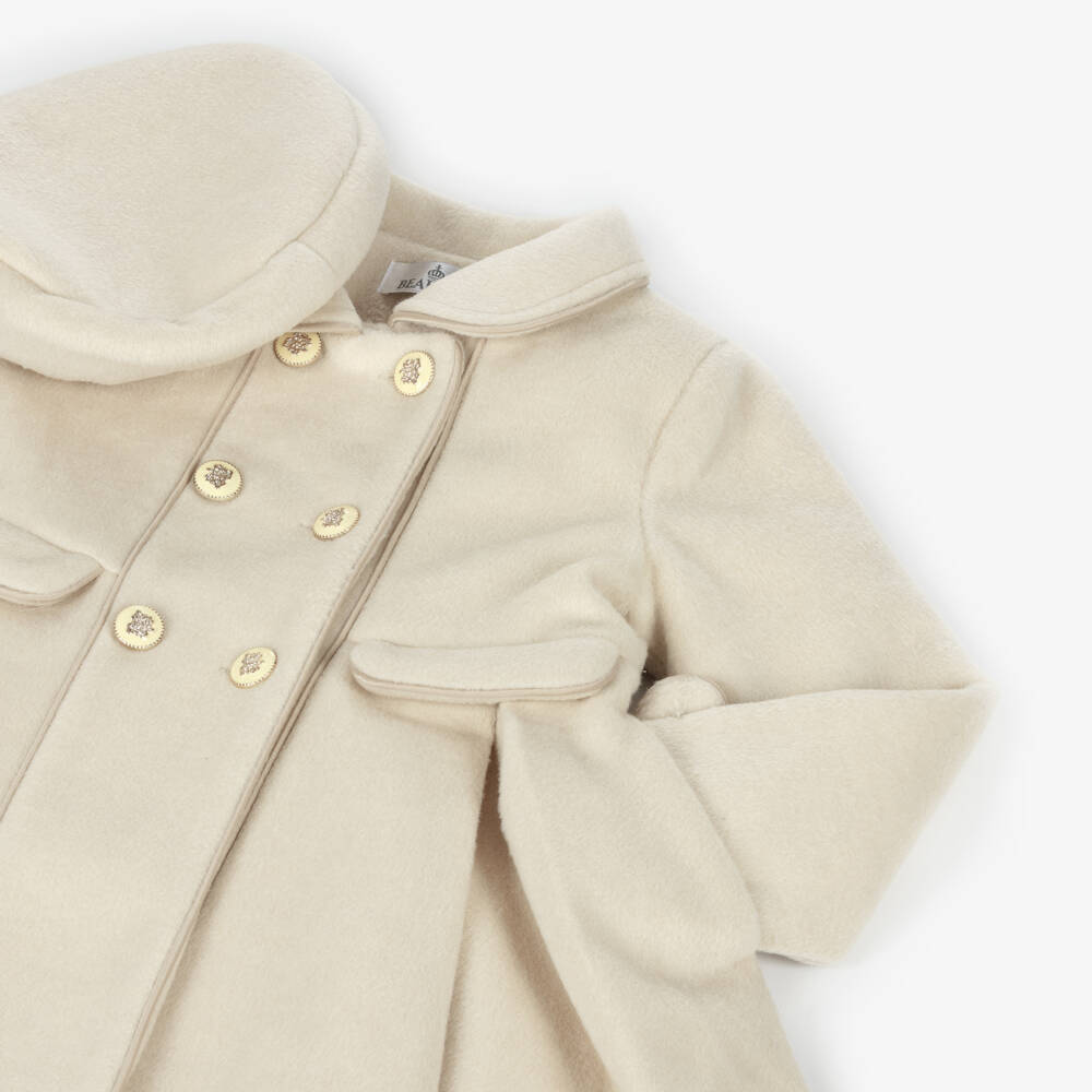Beau KiD-Girls Ivory Wool Blend Coat & Beret Set | Childrensalon Outlet