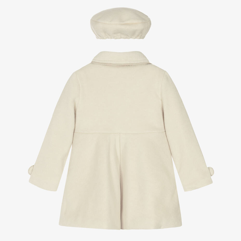 Beau KiD-Girls Ivory Wool Blend Coat & Beret Set | Childrensalon Outlet
