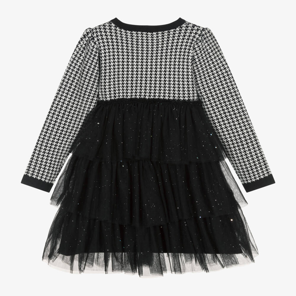 Beau KiD-Girls Knitted Houndstooth Tulle Dress | Childrensalon Outlet