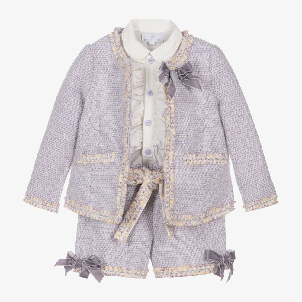 Beau KiD-Girls Lilac Tweed Outfit Set | Childrensalon Outlet
