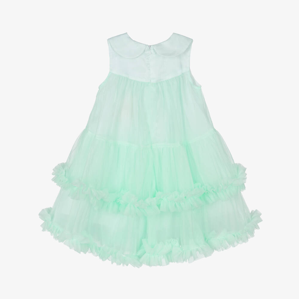 Beau KiD-Girls Mint Green Tulle Bow Dress | Childrensalon Outlet