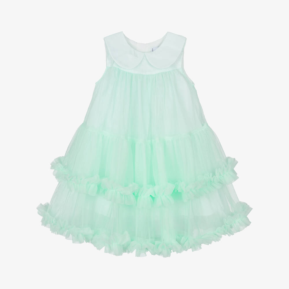 Beau KiD-Girls Mint Green Tulle Bow Dress | Childrensalon Outlet