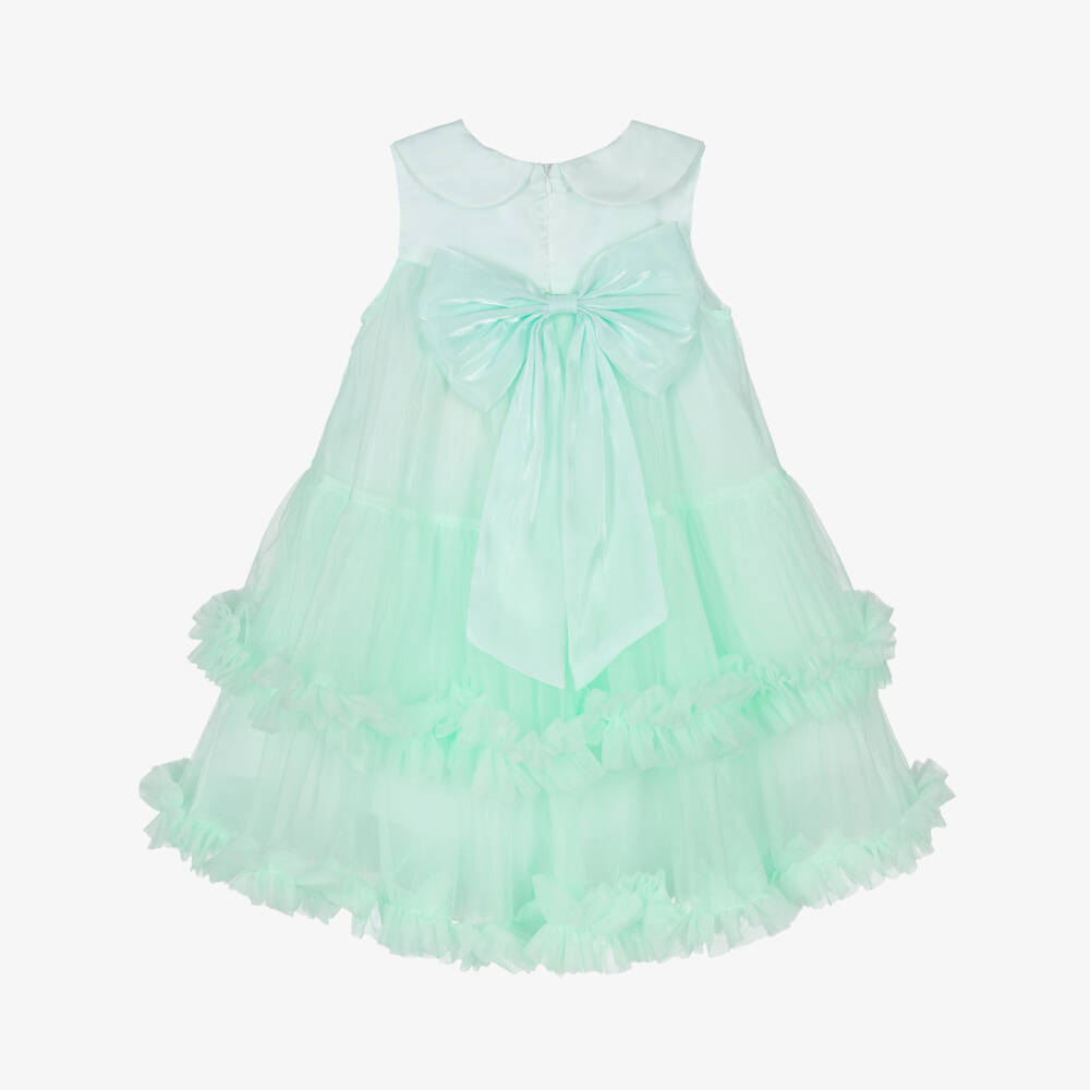 Beau KiD-Girls Mint Green Tulle Bow Dress | Childrensalon Outlet