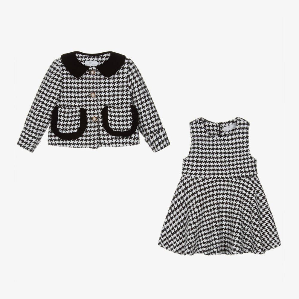 Beau KiD-Girls Monochrome Houndstooth Ensemble | Childrensalon Outlet