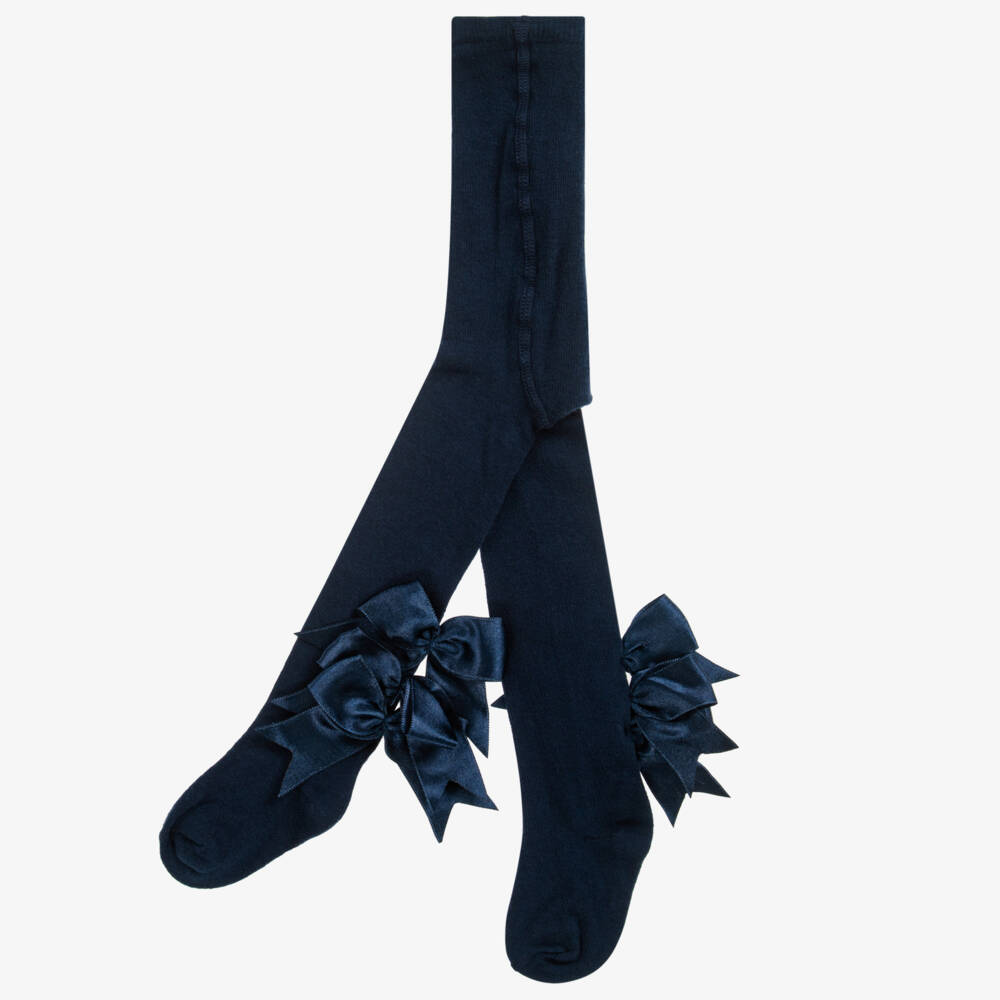 Beau KiD-جوارب بناتية قطنية زرقاء مع فيونكة | Childrensalon Outlet
