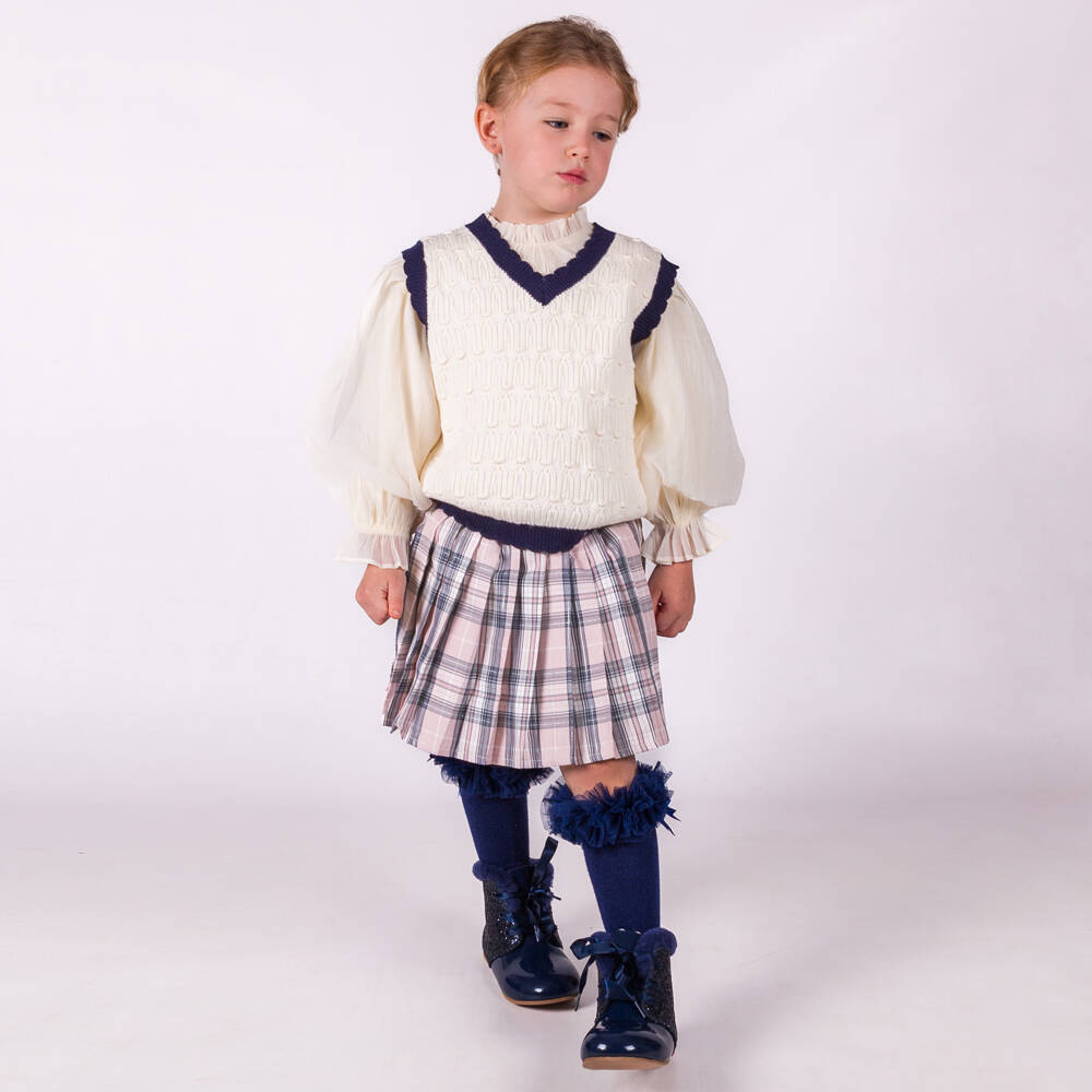 Beau KiD-Girls Navy & Ivory Outfit Set | Childrensalon Outlet