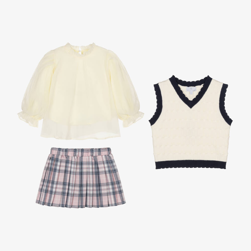 Beau KiD-Girls Navy & Ivory Outfit Set | Childrensalon Outlet
