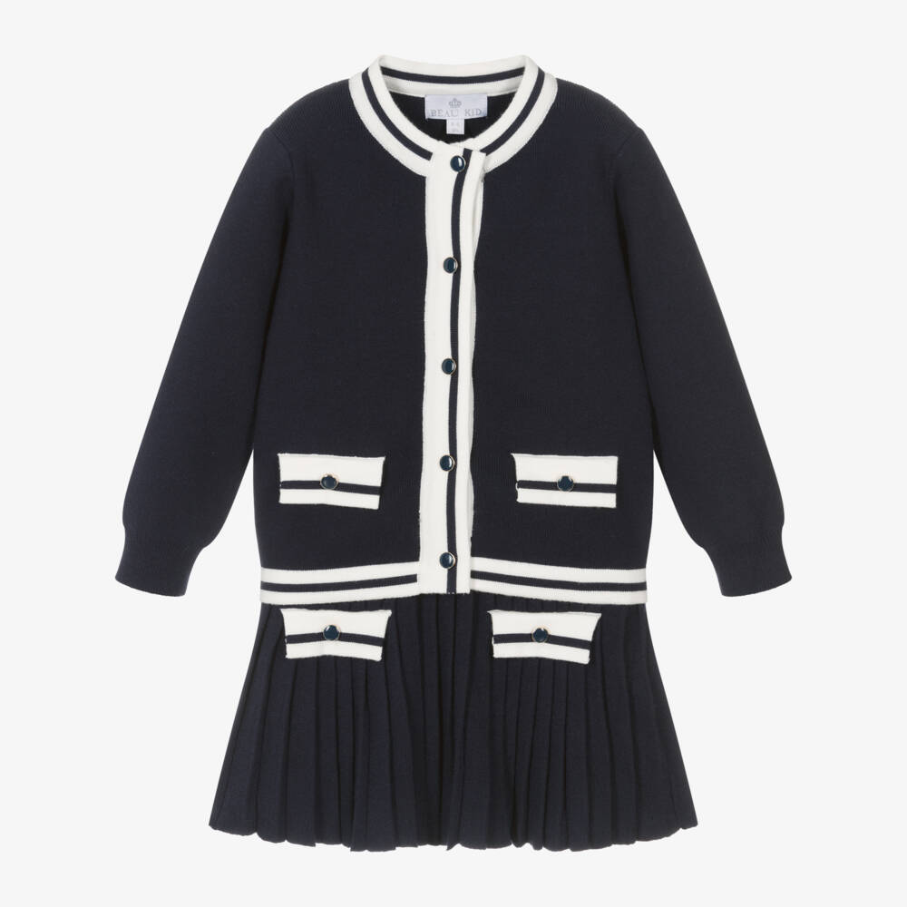 Beau KiD-Girls Navy Knit Cardigan and Skirt | Childrensalon Outlet