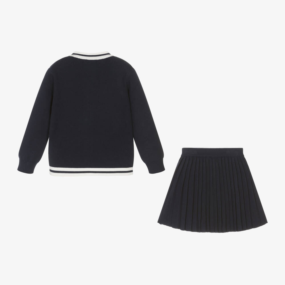 Beau KiD-Girls Navy Knit Cardigan and Skirt | Childrensalon Outlet