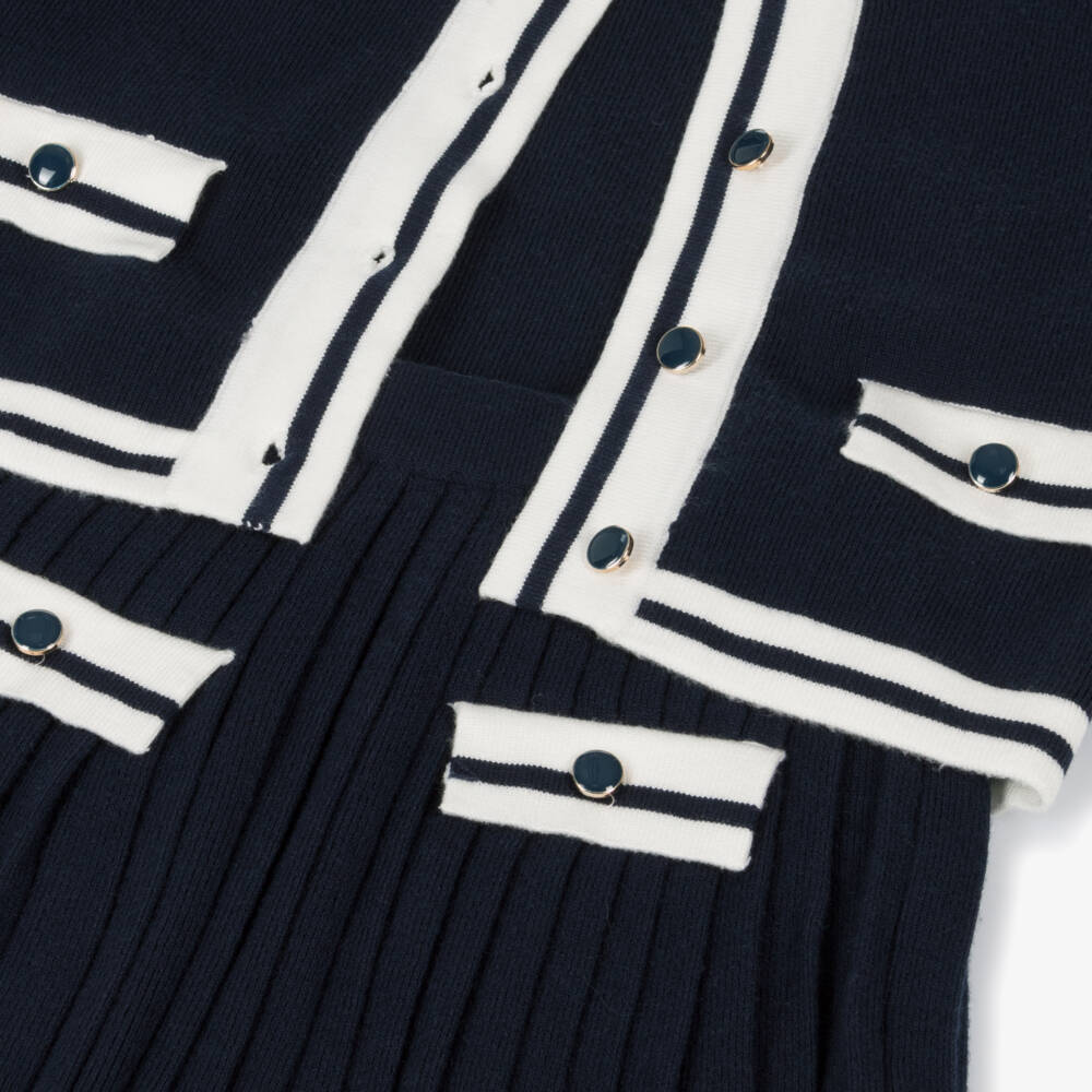 Beau KiD-Girls Navy Knit Cardigan and Skirt | Childrensalon Outlet