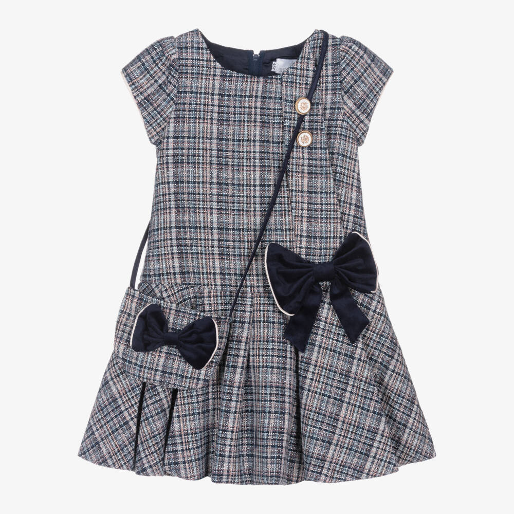 Beau KiD-Girls Navy Tweed Outfit with Bag | Childrensalon Outlet