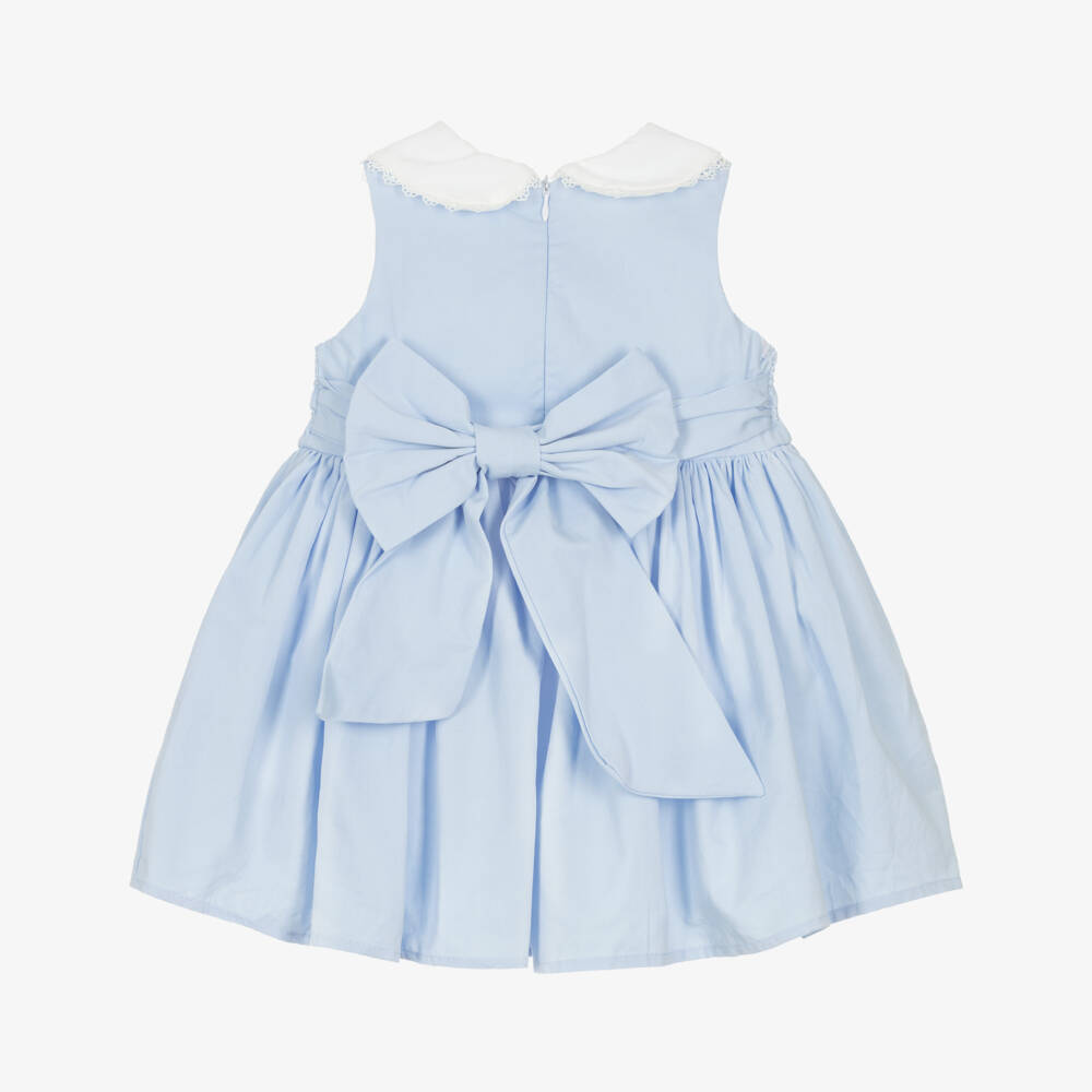 Beau KiD-Girls Pale Blue Smocked Cotton Dress | Childrensalon Outlet