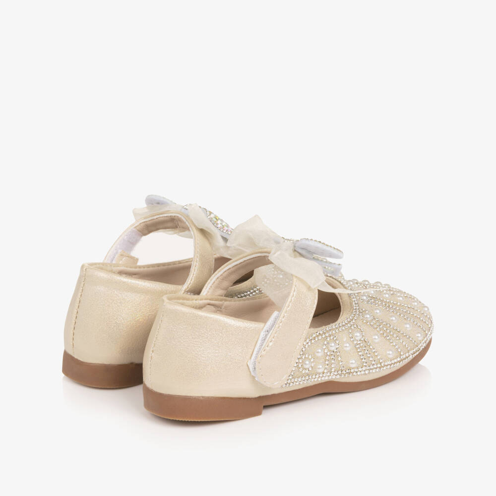 Beau KiD-Girls Pale Gold Sparkle Bar Shoes | Childrensalon Outlet